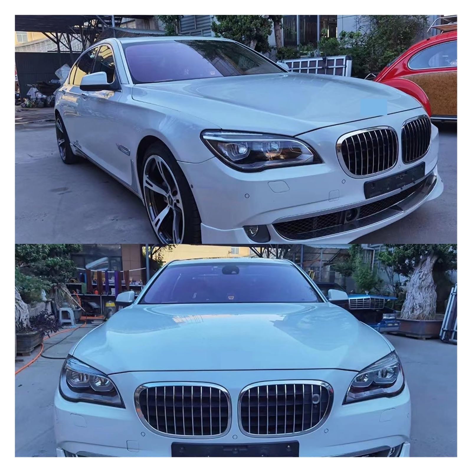 2 fari Anteriori per BMW Serie 7 2009-2015 F01 F02, fari Anteriori modificati con luci diurne a LED e indicatori di direzione, Accessori Completi (- Anno/2 Pezzi)