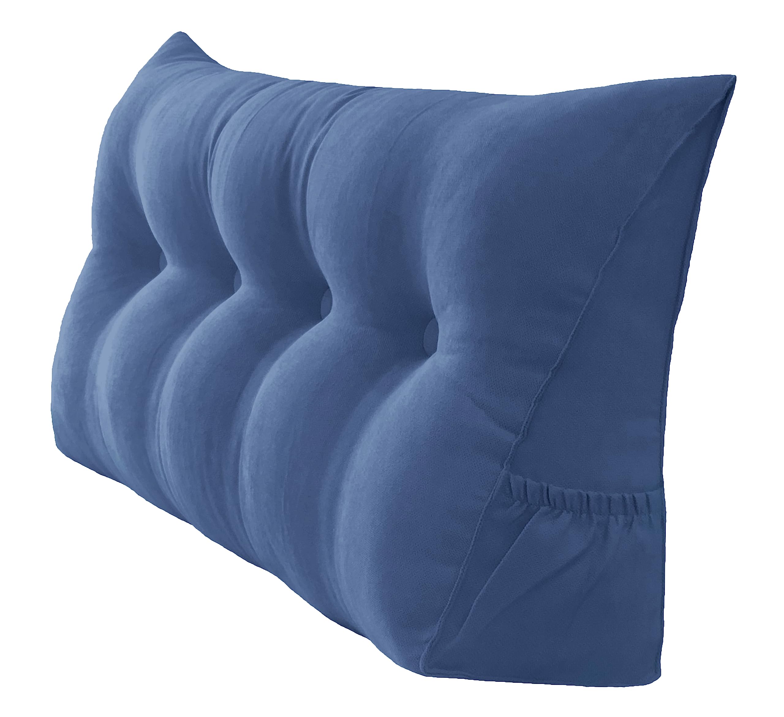 Peachwell Triangular Reading Bed Rest Pillow Large Bolster Cushion Headboard Backrest Wedge Pillow with Removable Cover and Two Large Side Pockets (