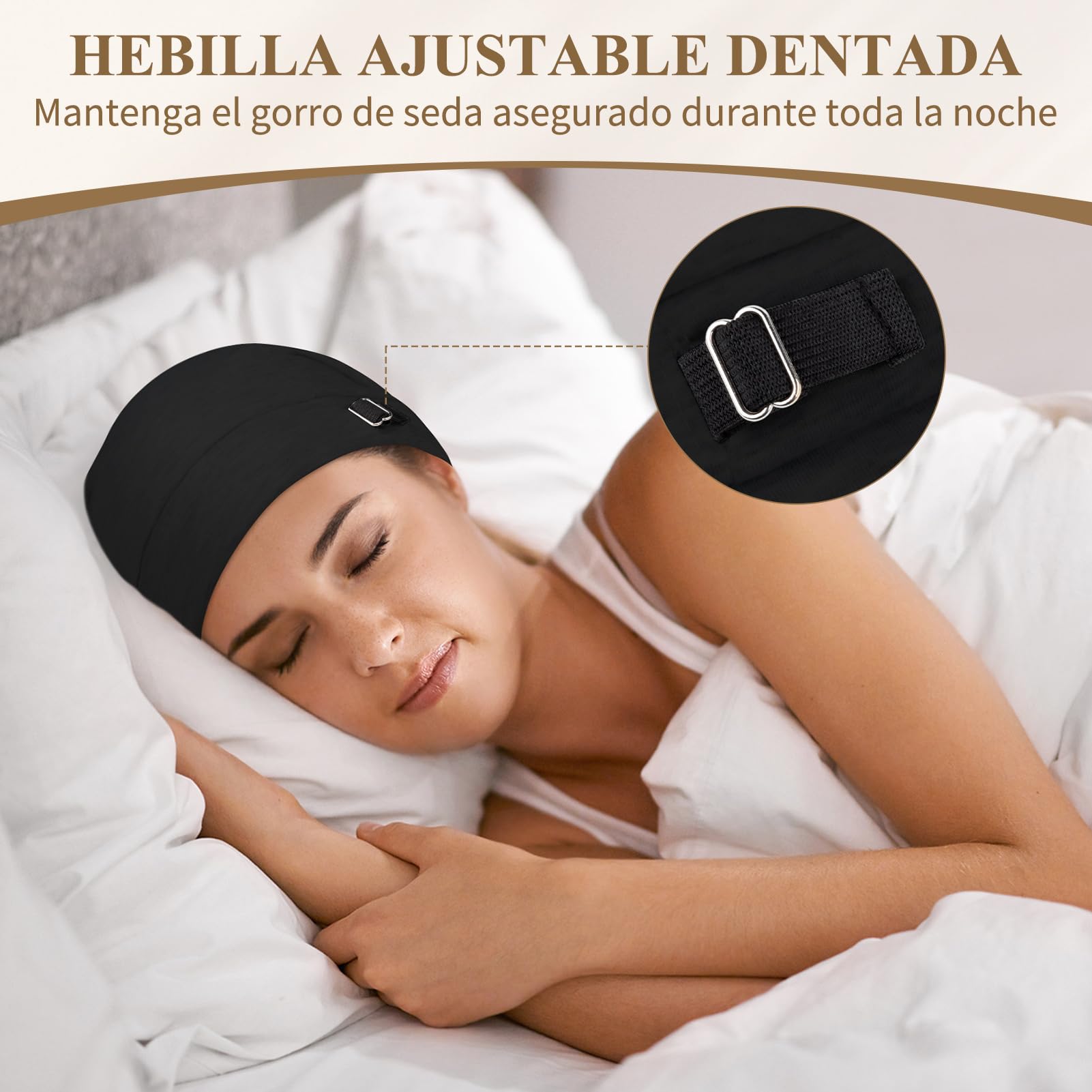 Kiiwah Gorro Satén para Dormir con Forro de Satén, Ajustable Gorro Pelo Rizado Dormir Unisex Gorro Slouch Beanie para Dormir Gorro Satin Suave Bonnet Seda para Mujeres y Hombres