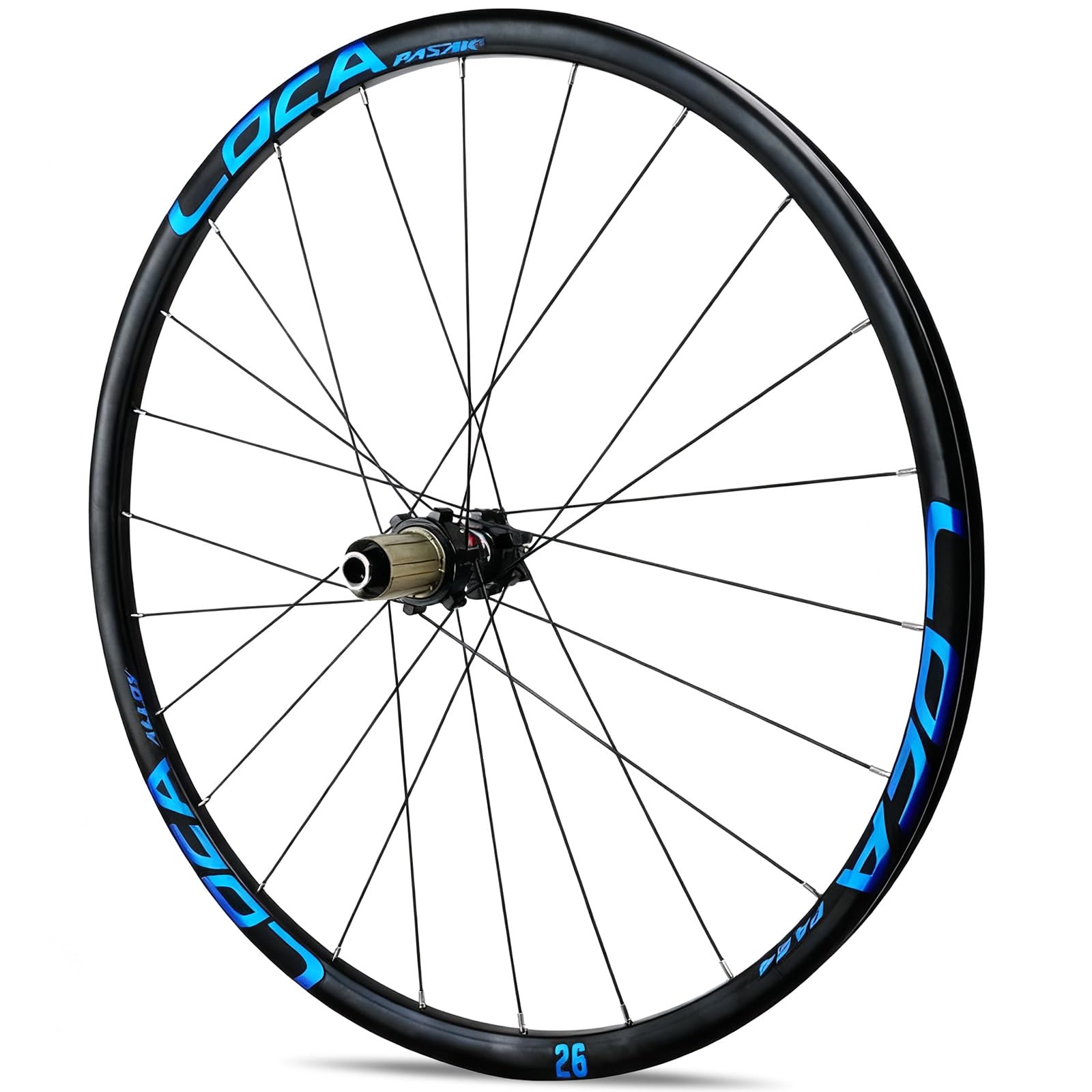 700C Road Bikes Front Wheel Disc Brake Rear Wheel Thru Axle 15x100mm/12x142m 24H Hubs For 8/9/10/11/12 Speed Cassette(Black-blue,Rear)