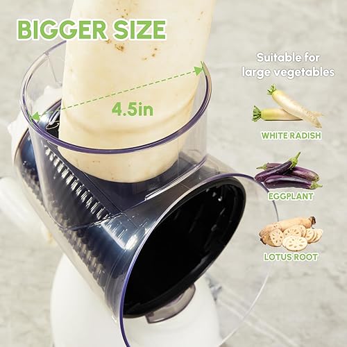 Miniatura 4 de Rallador rotativo de queso con asa, cortador de verduras y triturador de queso con 5 cuchillas de acero inoxidable, base de succión fuerte y caja de