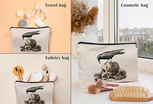 Miniatura 5 de Crow On A Skull The Undead Arise - Bolsa de maquillaje gótica macabra, bolsa de maquillaje gótica para mujeres, regalos para amantes de las calaveras