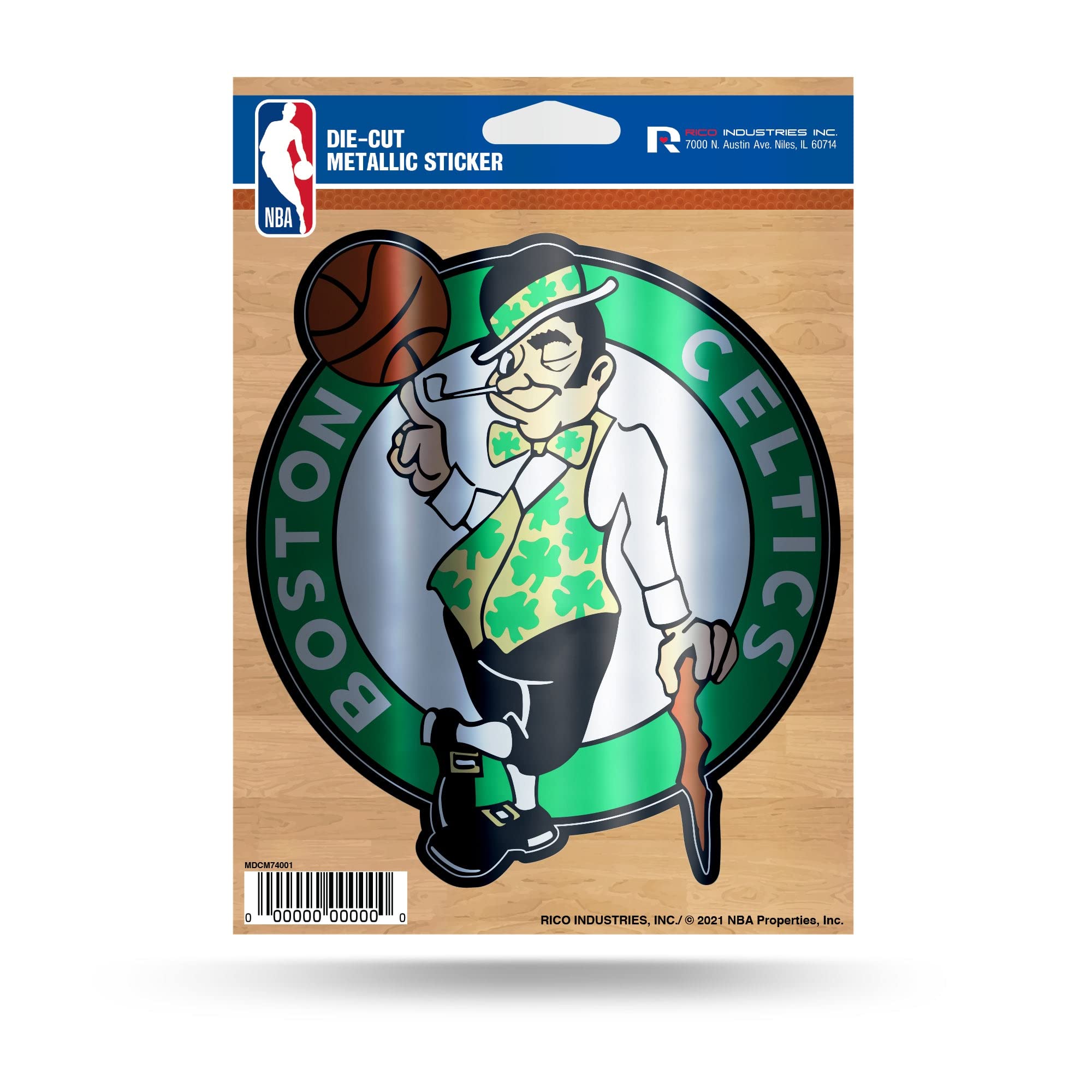 Rico Industries NBA Basketball Boston Celtics 5" x 7" Metallic Die-Cut Decal