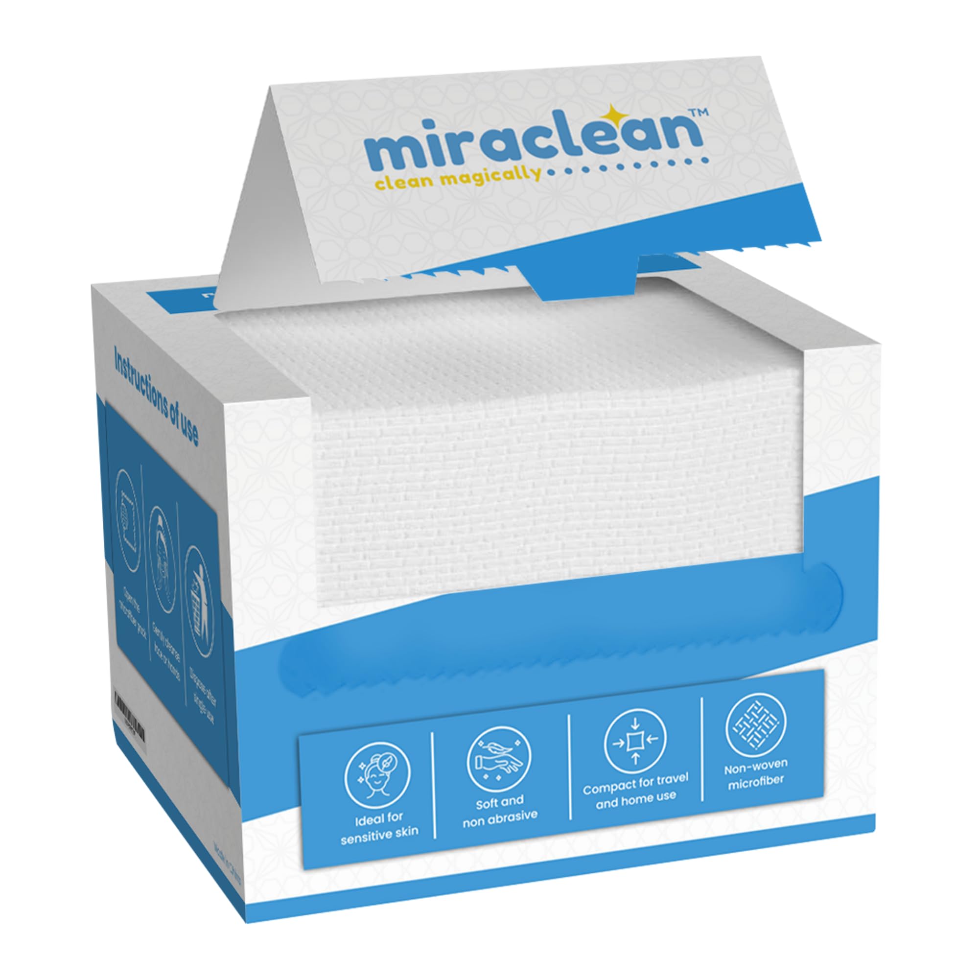CharmSkin Makeup Remover Wipes by Miraclean - 10 x 12 inches, 80 GSM Versatile Face Wipes for Facial Cleansing & Hand Cleaning - 50 Cleaning Wipes/Pack
