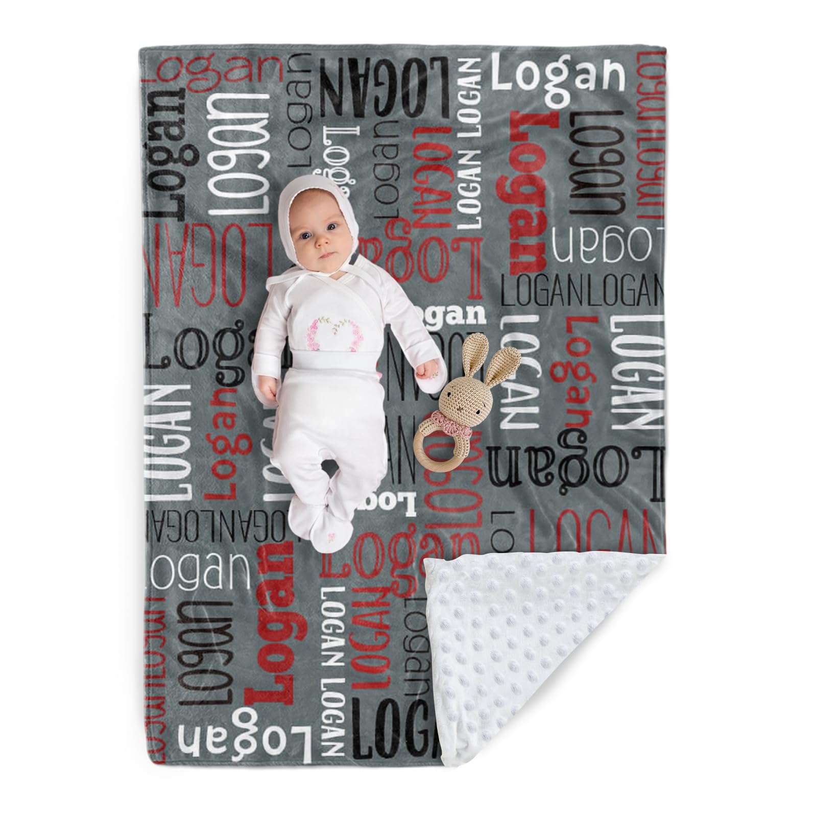 Custom Baby Blanket - Personalized Names Design - Soft Plush Blanket with Double Layer Dotted Backing for Boys Girls Color14(47x60 inches)