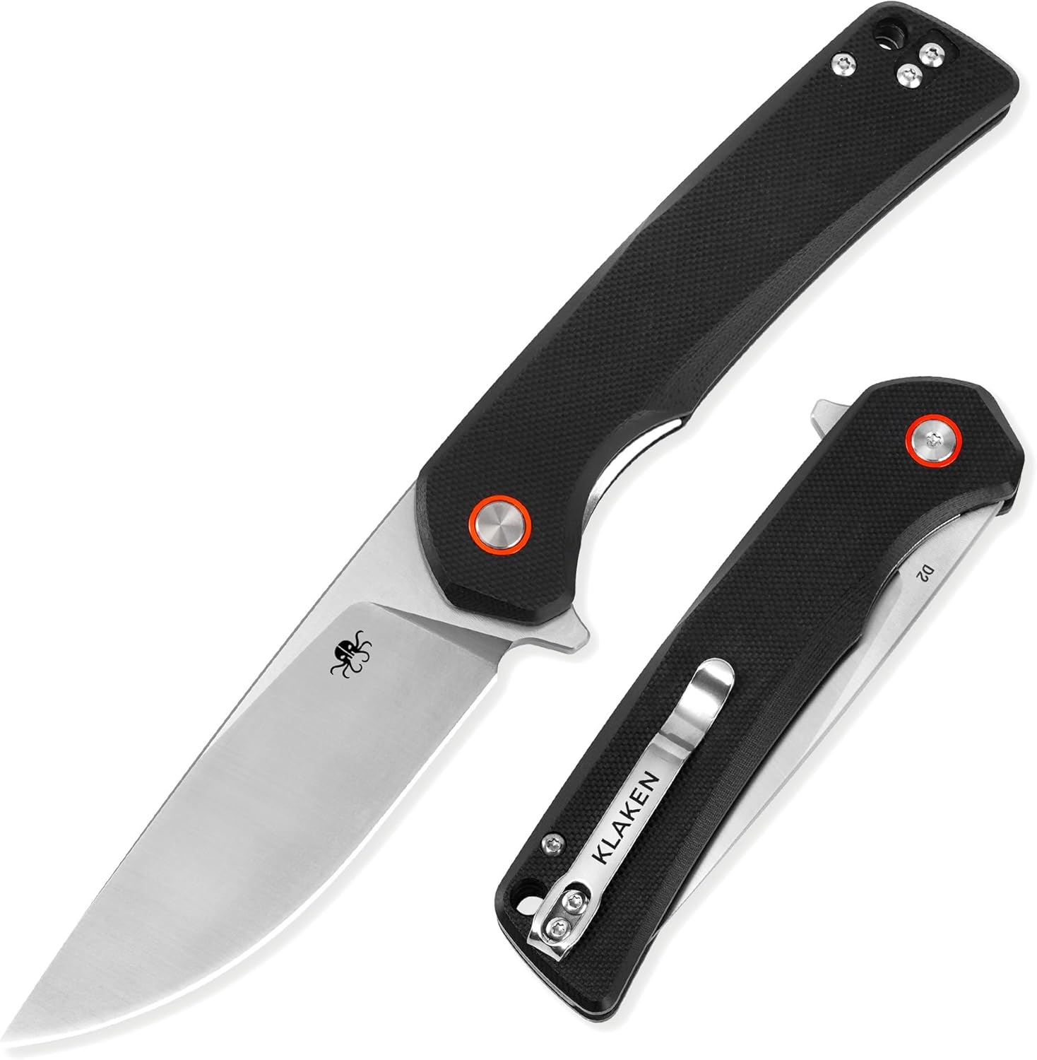 Pocket Knife, 3.54" D2 Blade Folding Knife, G10 Handle Survival Hunting Knife, Flipper Camping Hiking Knives For Men and Women, EDC Tool with Pocket Clip