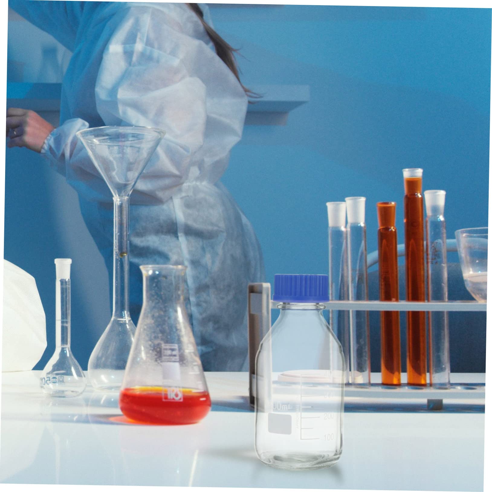 2pezzi Bottiglia Vetro per Reagenti da Laboratorio Bottiglia di Campione di Perdite per Liquidi da Laboratorio
