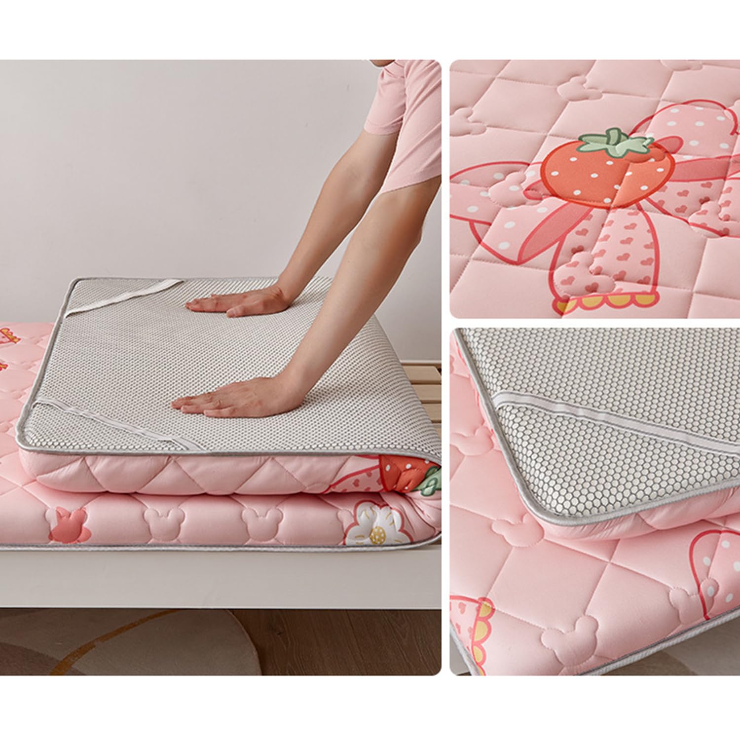 F,60x160cm, Colchón De Futón Almohadilla Tradicional Japonesa De Piso Cómodo Y Suave Grosor 3Cm Almohadilla Plegable para Dormir Piso Cama De Huéspedes para Dormitorio