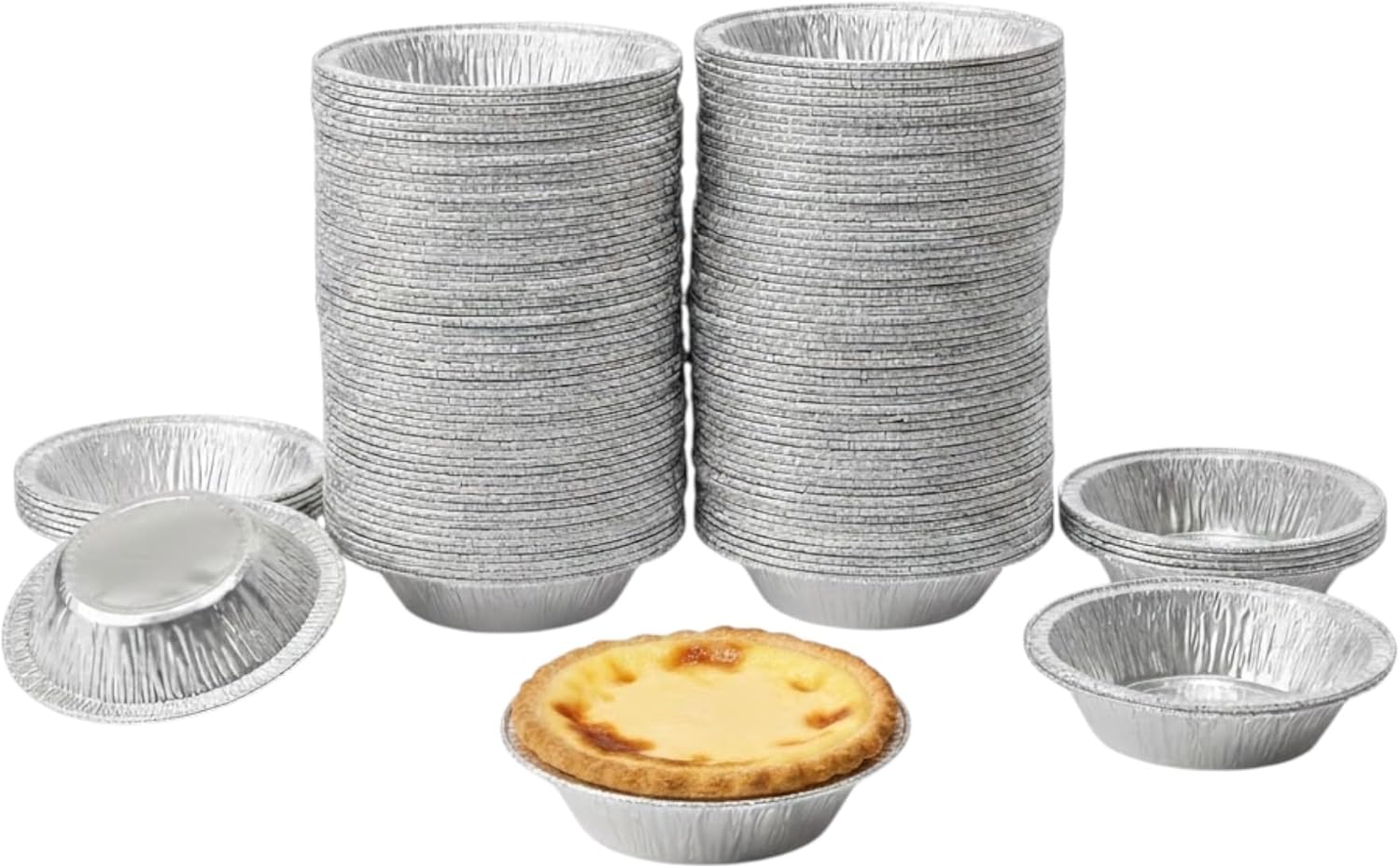 The Baker Celebrations 1000 Pack Mini Pie Pans - 3 Inch Disposable Aluminum Foil Tart Tins - Small Individual Portion Baking Pans for Tarts, Quiche, and Cheesecakes - Made in USA