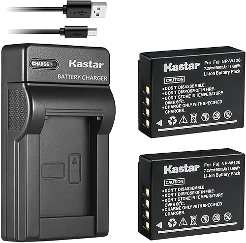 Miniatura 1 de Kastar Batería (X2) y cargador USB delgado para Fujifilm NP-W126 NP-W126s y Fuji HS30EXR HS33EXR HS35EXR HS50EXR X100F X-PRO1 X-PRO2 X-A1 X-A2 X-A2