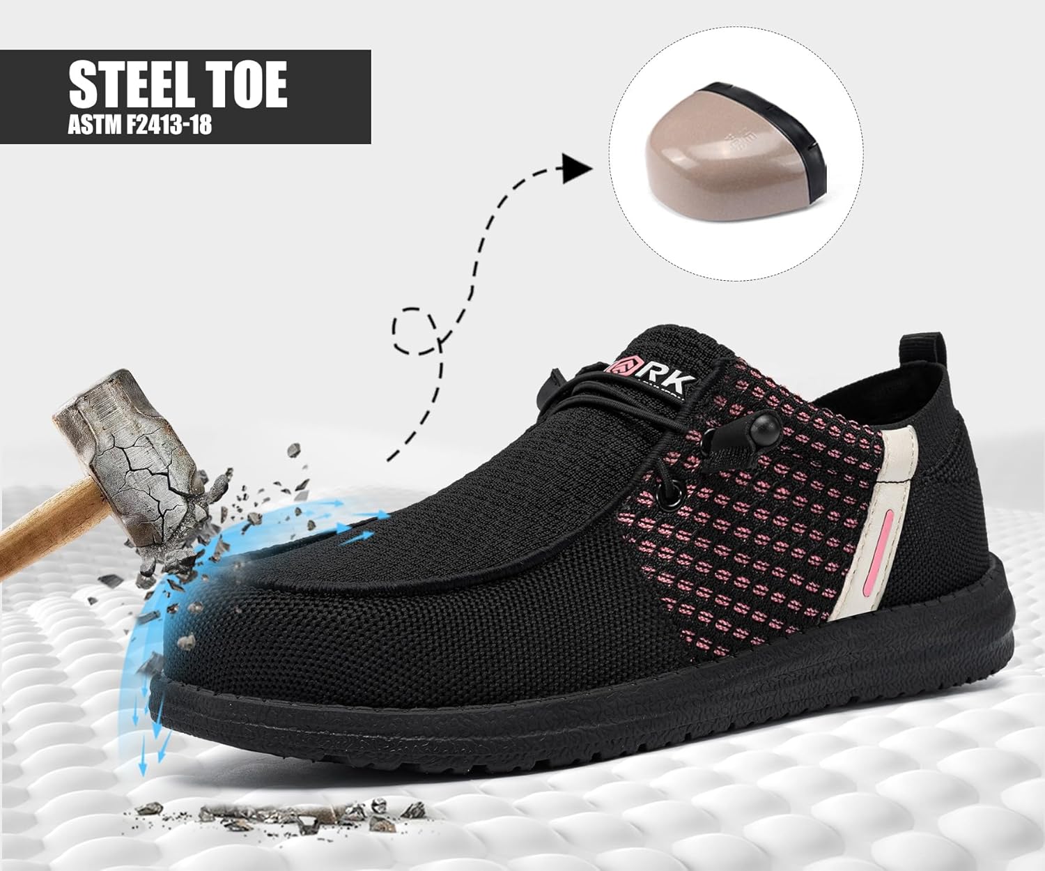 LARNMERN Steel Toe Loafers Women Lightweight Comfortable Slip On Walking Casual Flats Sneakers Work Safety Shoes - Image 5