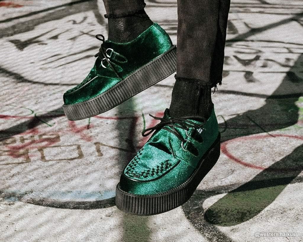 Tuk green velvet creepers Clearance