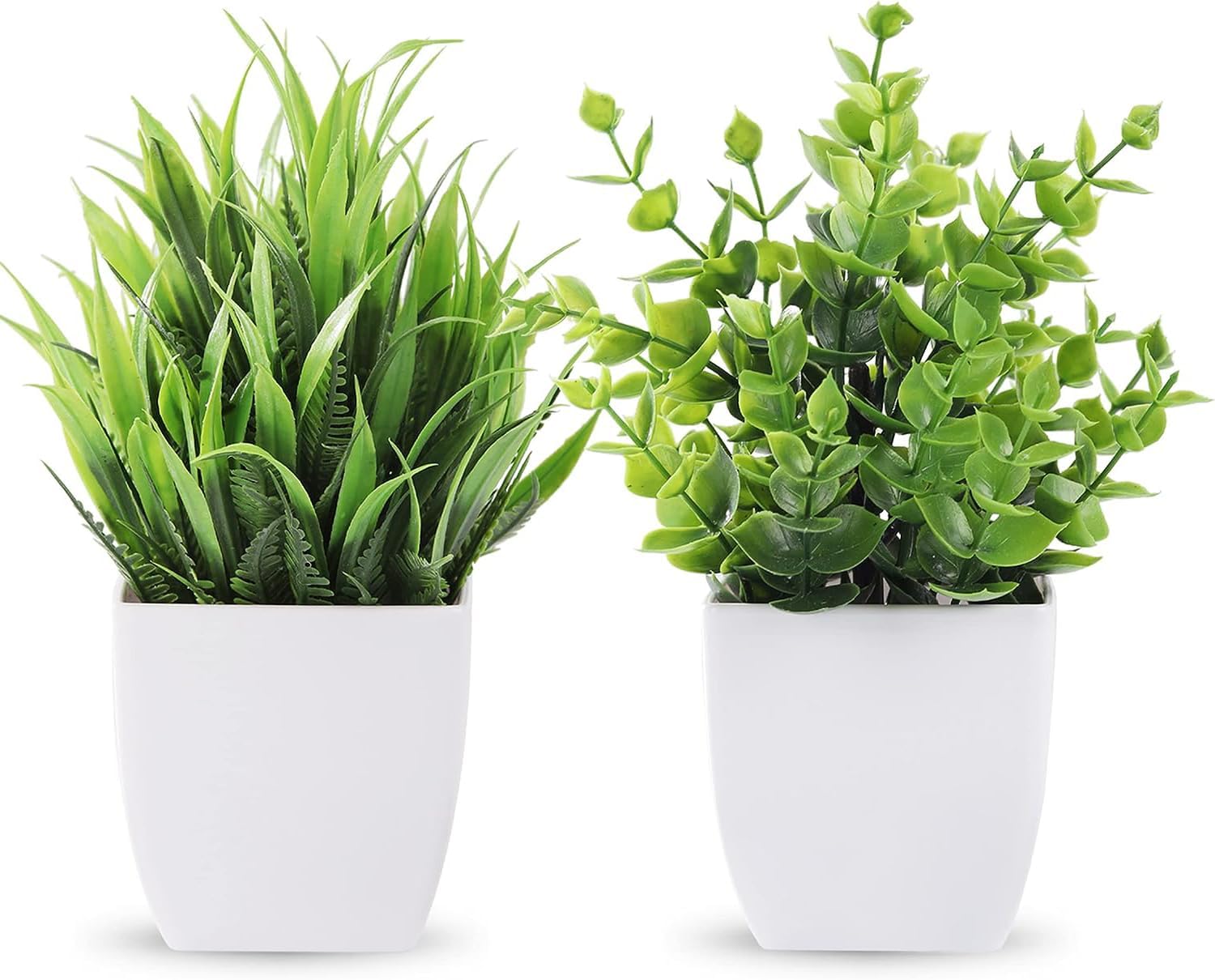 2 Packs Small Fake Plants Mini Artificial Potted Plants for Table Desk Home Bathroom Office Decor
