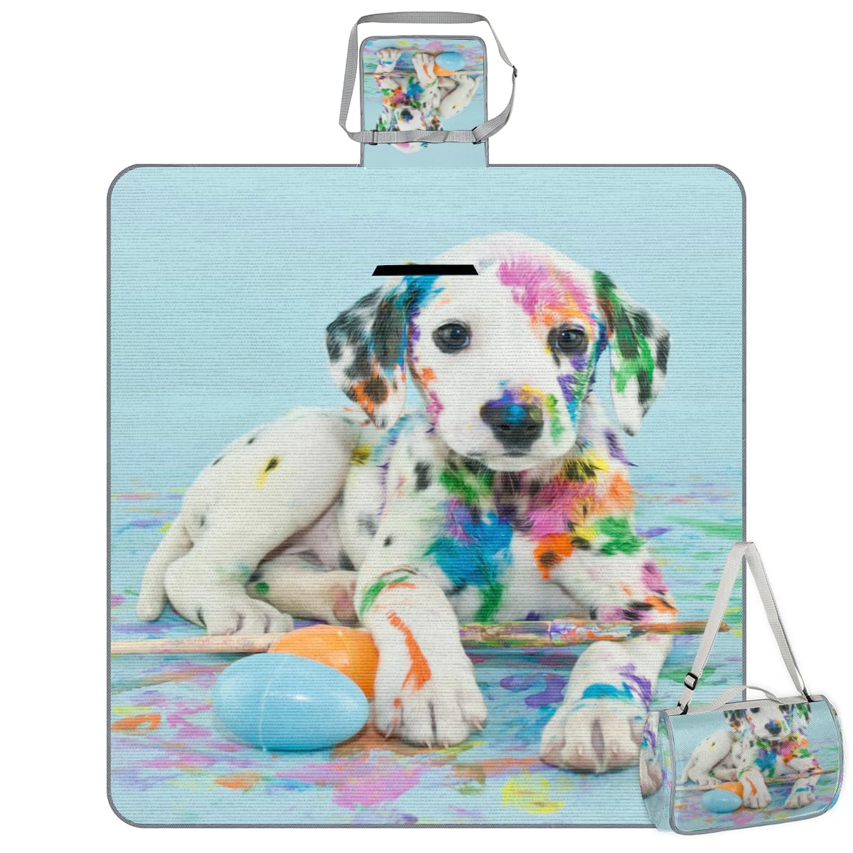 Shimoshe Picnic Blankets 57”x 59”, Watercolor Dog Waterproof Sandproof Picnic Mat Lightweight Foldable Beach Blanket for Camping Park Grass Beach Outdoor Blanket