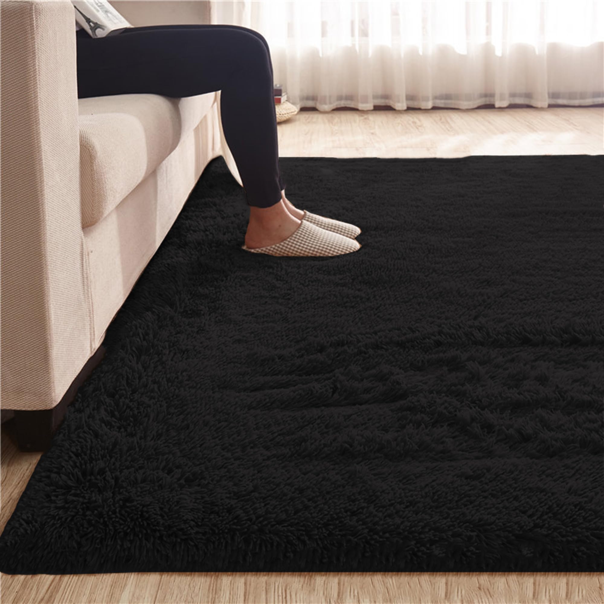 Tapis chambre d'enfant doux et lavable, tapis crème sécurisé antidérapant