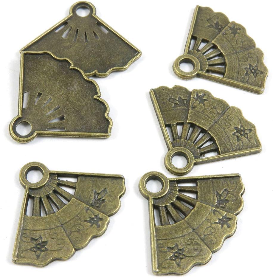 20 PCS Metal Antique Bronze Color Jewelry Making Supplies Charms Beading Crafting Wholesale B5CY1 Folding Fan