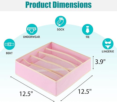 Miniatura 2 de Organizador de ropa para cajones debajo del gabinete, cubos de almacenamiento plegables de 5 celdas, organizador de cajones de ropa interior, cajas