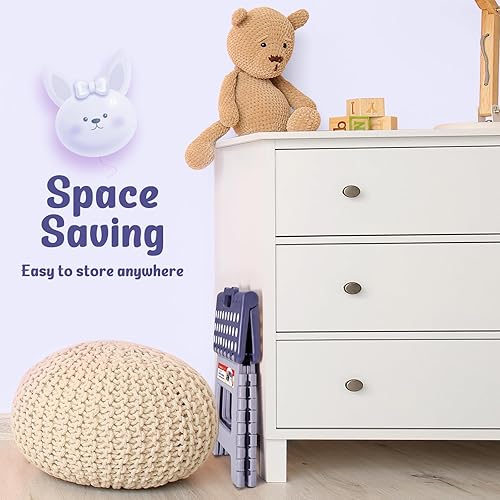 Miniatura 166 de Taburete plegable resistente de alta calidad de 13 pulgadas de altura para adultos, taburete de cocina, jardín, baño, color blanco Blanco,Bicolor