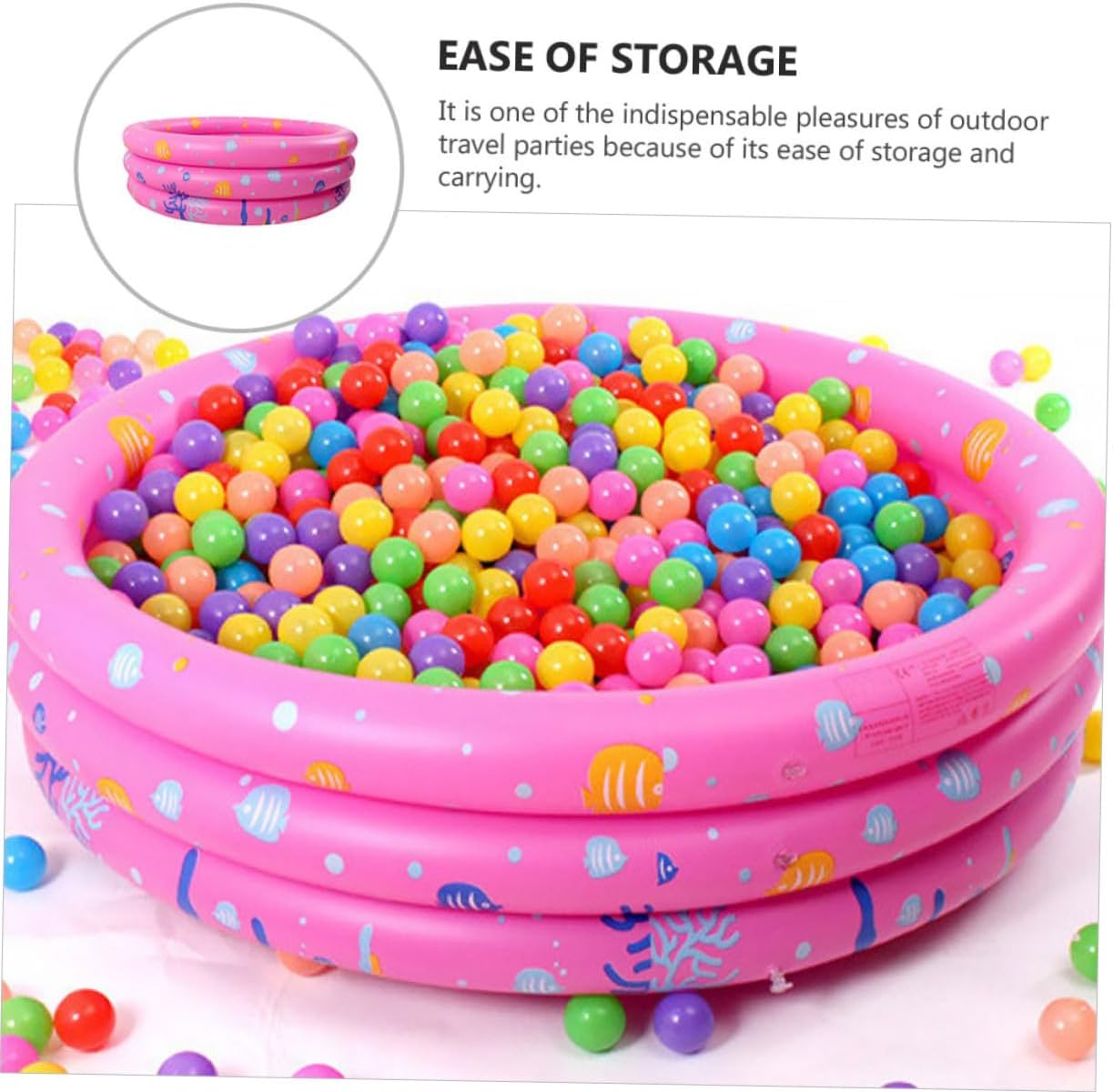Inflatable Round Cartoon Swimming Pool for PVC Outdoor Water Pool Easy Inflate and Deflate for Backyard Summer Fun
