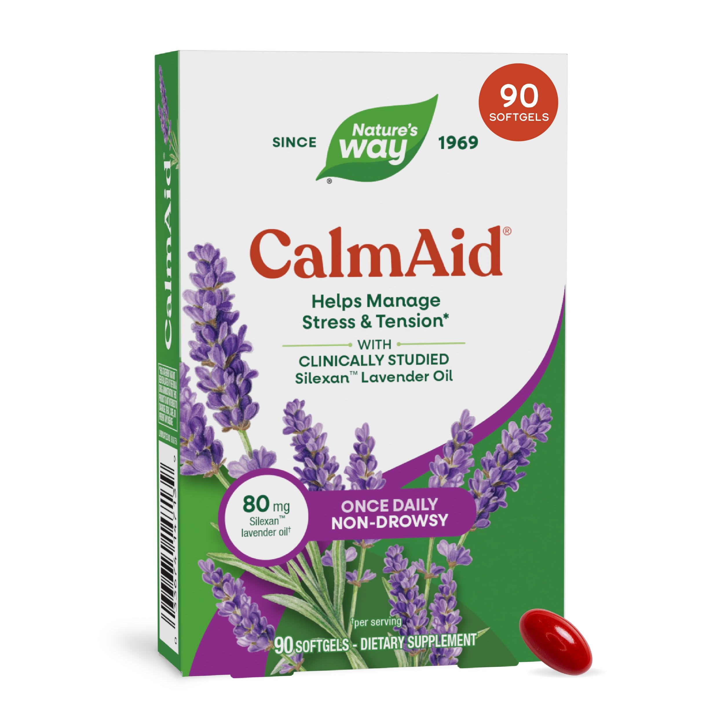Nature's Way CalmAid Lavender Oil Supplement, Calm & Stress Support*, 90 ct