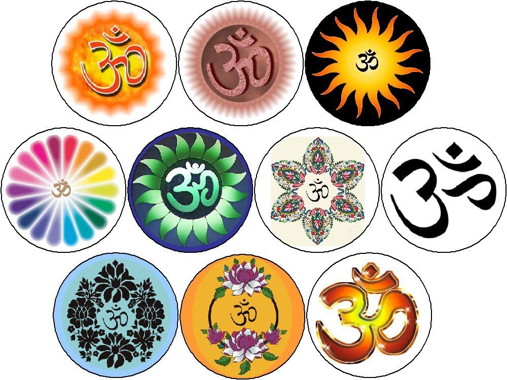 Set of 10 OM AUM Pinback Buttons Hindu Buddhist Yoga Chakra Meditation