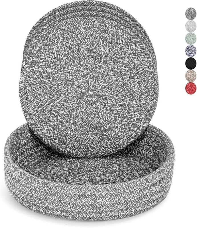 Image of Mansa for Hot Dishes, Pots and Pans, Hot Pads with Storage Basket, Pot Holders for Kitchen, Heat Resistant Mat Protect Counter Home Essentials, Farmhouse Decor (Pack of 4 with Cover) Mix Black