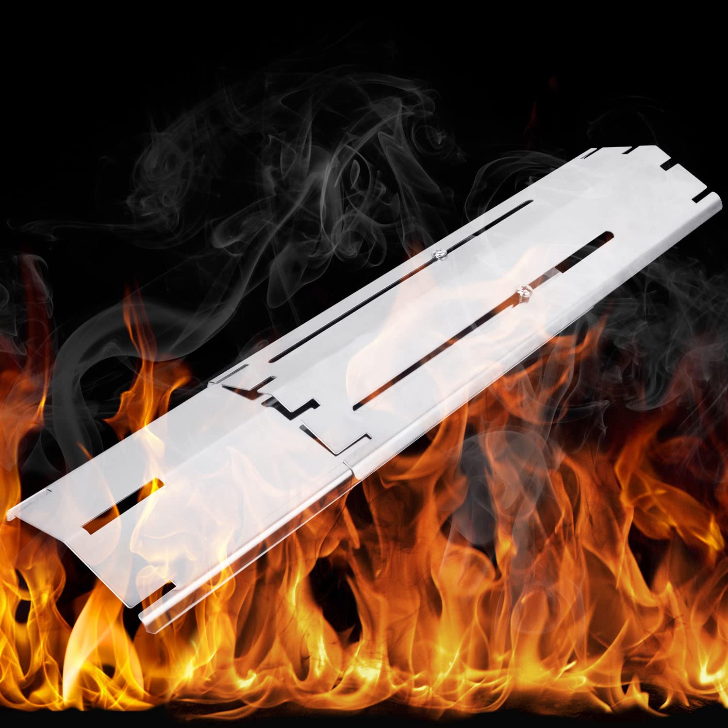 WELL GRILL Universal Cache Bruleur Barbecue gaz 29,8 à 53,3cm Pièces de Rechange pour Blooma, Landmann, Taino, Outback, Campingaz, Charbroil, Barbecook et Autres modèles de Grils, Plaque de diffuseur