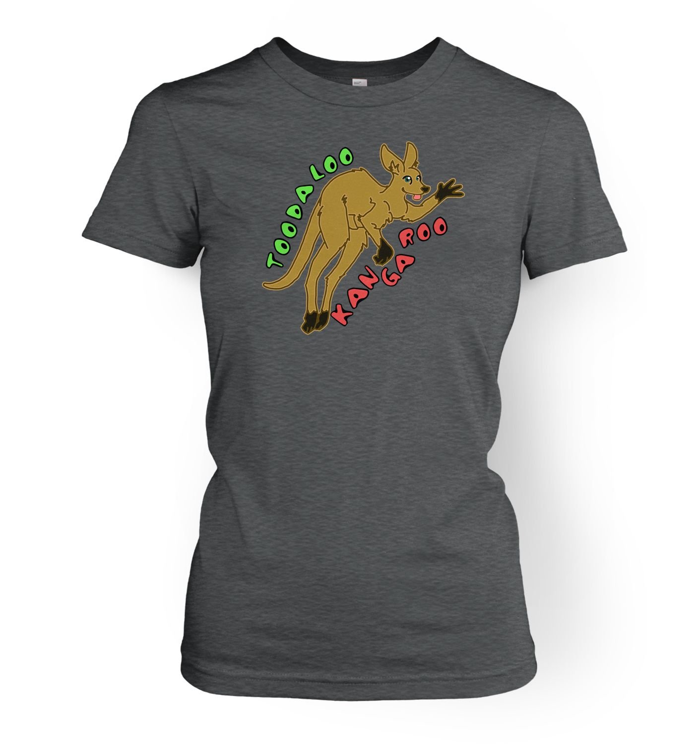 Toodaloo Kangaroo Womens T-shirt - Dark Heather Large (UK Size 12)