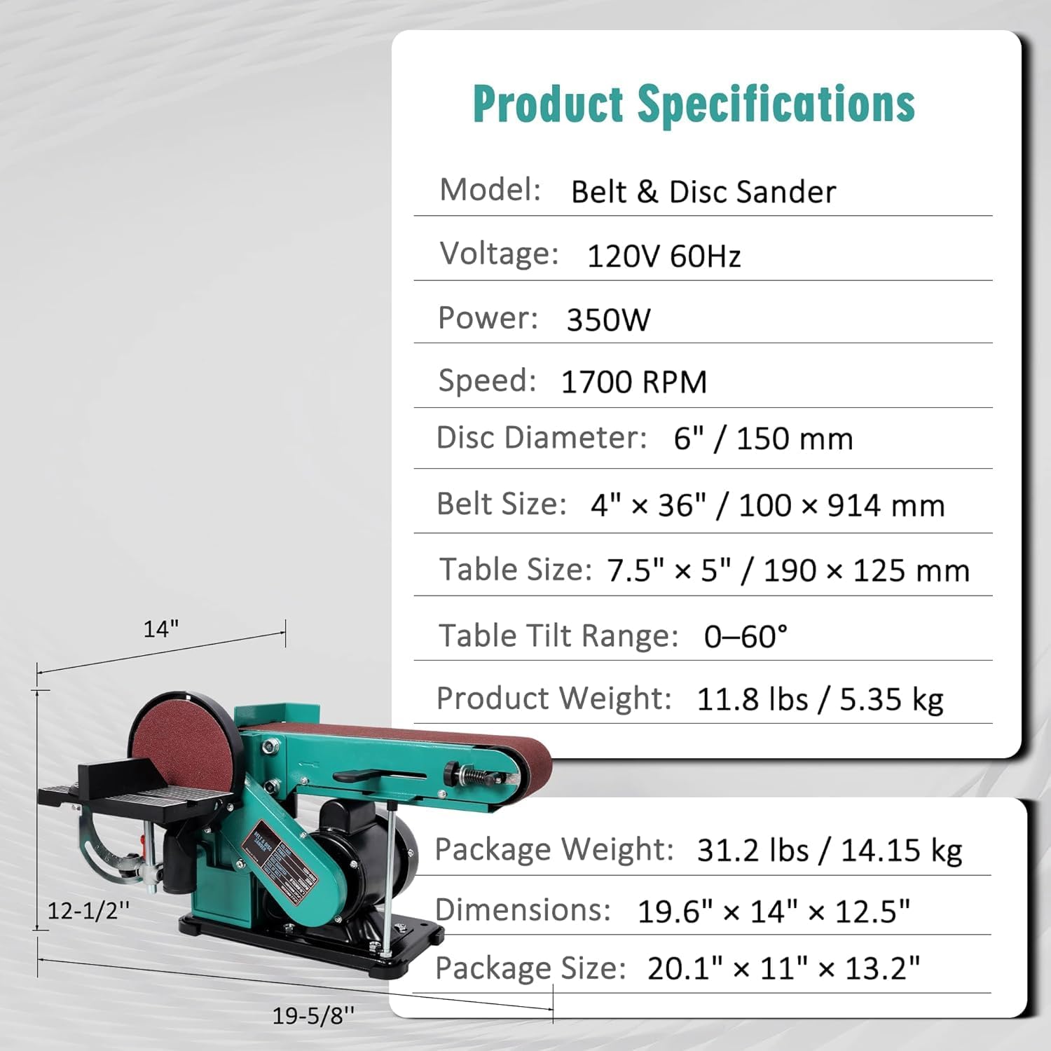 Adjustable Belt Sander, 4 x 36 in. Bench Sander and Polisher Grinder with 6in Belt for Woodworking