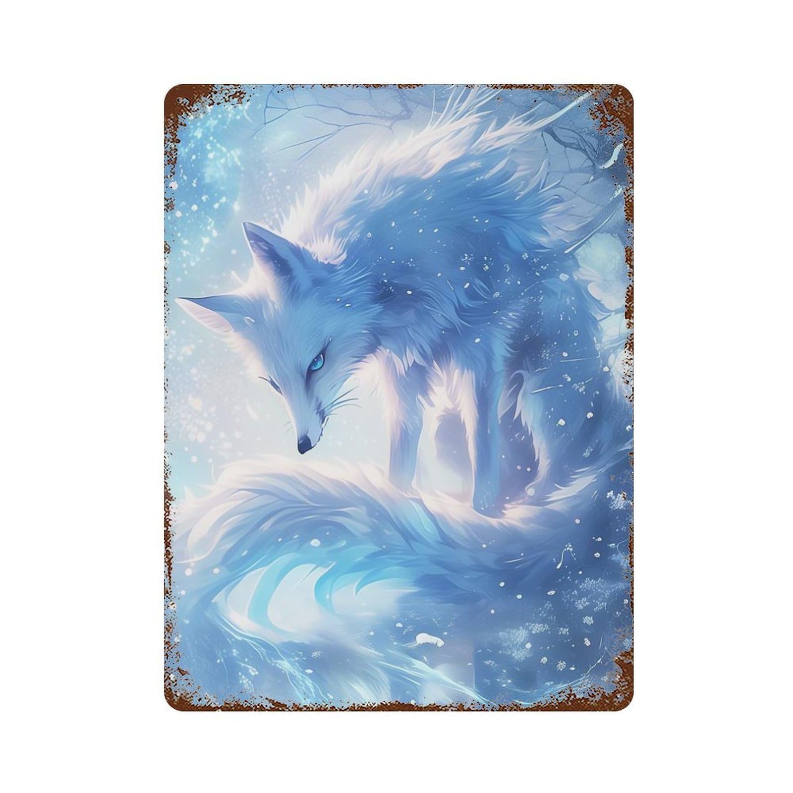 Art Fox Digital Art Decorative Tin Sign 15.7"x11.8", Vintage Wall Decor for Basement, Hobby Room And Garage Decor