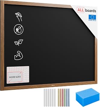 ALLboards Chalkboard with Varnished Wooden Frame 120x90cm, Chalk Writing Board, Blackboard