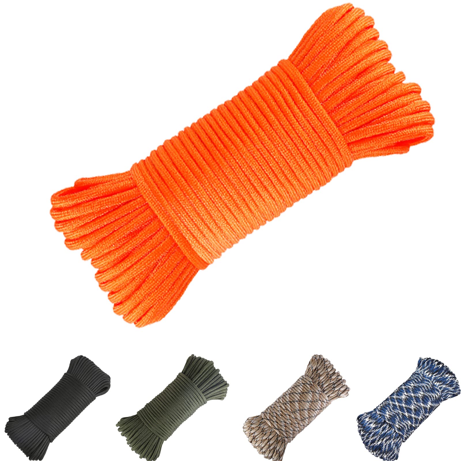 Buy 650lb Paracord Rope, HAOMUK Black Parachute Cord 100 Feet 10 Strand