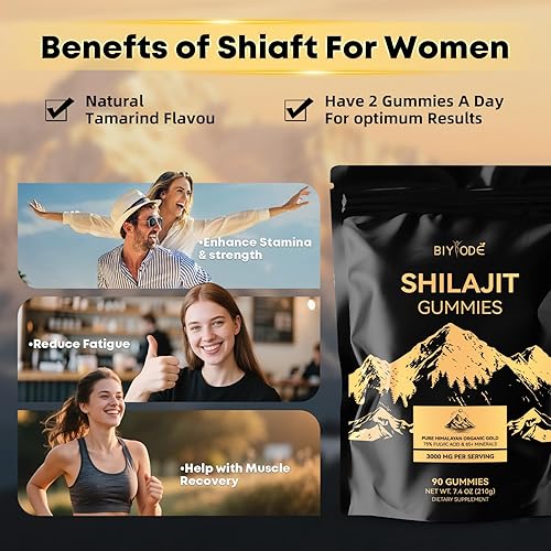 Miniatura 6 de Gomitas Shilajit Shilajit puro del Himalaya ricas en Ashwagandha Gaulshura ácido fúlvico 85 micronutrientes adecuados para hombres y mujeres, sin