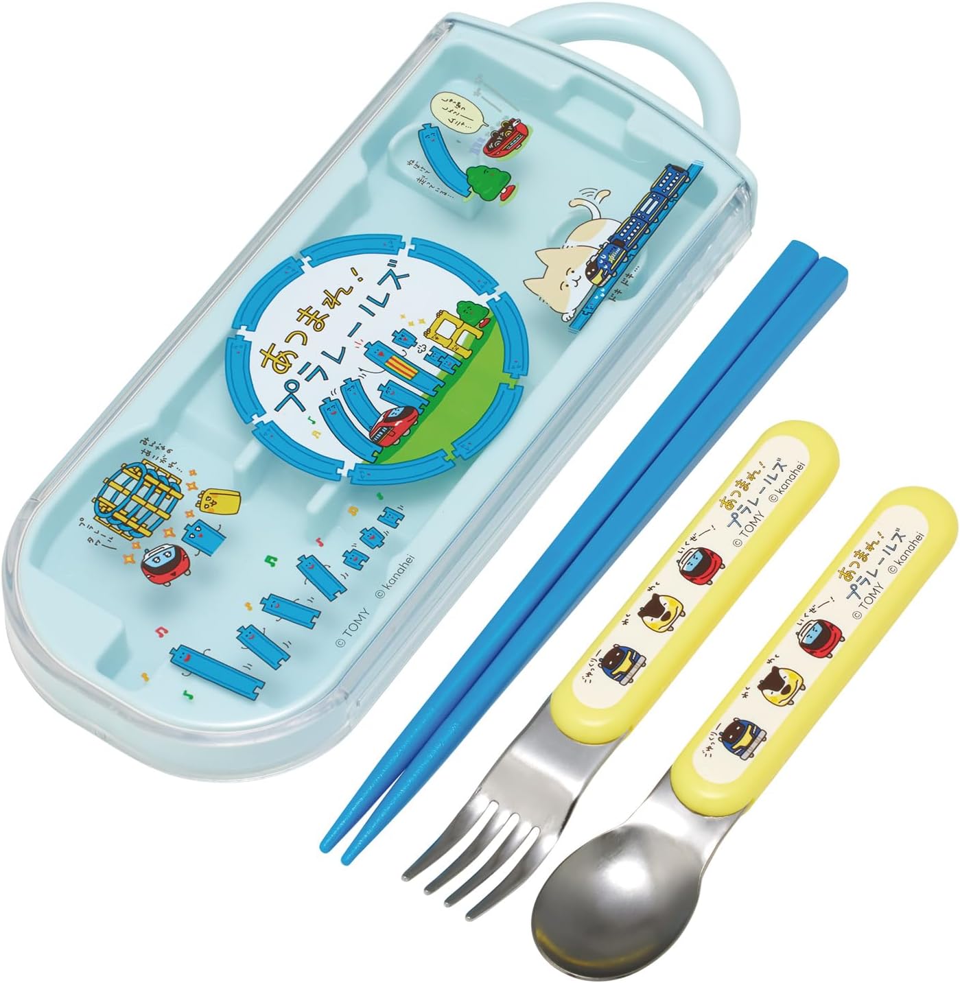 Skater Bento Chopsticks, Children's Trio Set, Chopsticks, Spoon, Fork, 6.5 inches (16.5 cm), Atsuma! Plarails Boys' TACC2-A