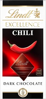 Lindt EXCELLENCE Chili Dark Chocolate Candy Bar, Dark Chocolate Infused with Spicy Red Chili, 3.5 oz.