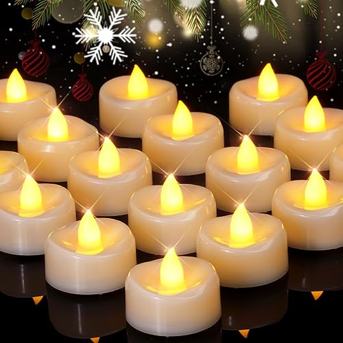 merrynights Velas LED, paquete de 12 velas de té a pilas, velas sin llama, velas de té parpadeantes para Halloween, otoño, Navidad, boda, en