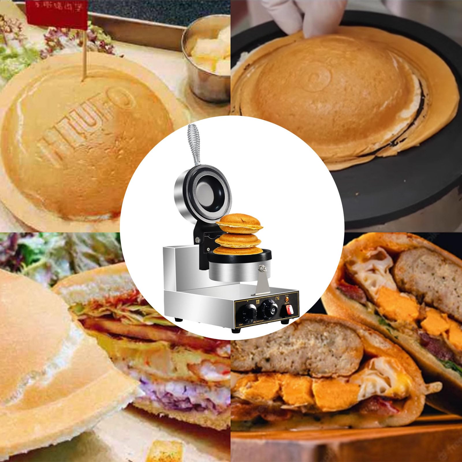 Spremigrumi Elettrico UFO 1300W, Pressa Burger E Sandwich Con Piastre Antiaderenti 50-300°C, Acciaio Inox Per Snack Ripieni