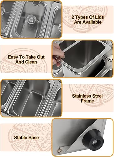 Miniatura 3 de Kalolary Estación de almacenamiento de 8 sartenes, recipientes de condimentos de acero inoxidable con tapas, cucharas, contenedor de exhibición de