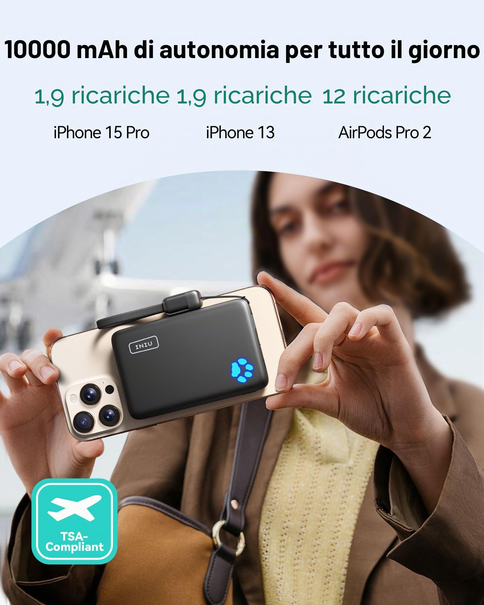 INIU 30W Magnetico Power Bank, Qi2 Certificato 10000mAh Ricarica Rapida Powerbank, Slim Caricatore Portatile per iPhone 16/15/14/13/12, Essenziale per il Esterno Adatto a Uomini e Donne, Bianco