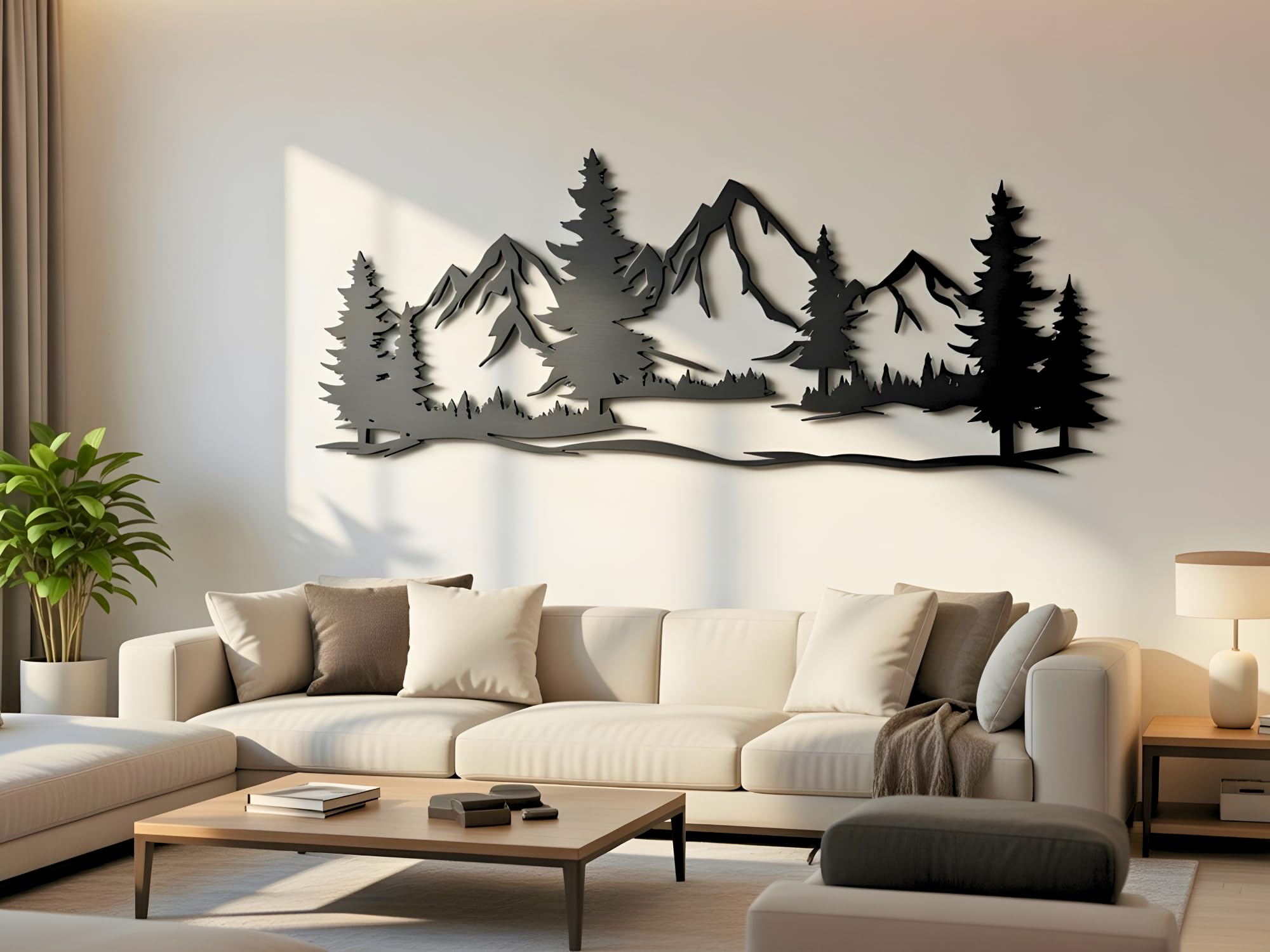 Vailla Tableau Decoration Murale Montagne 3D Deco Murale Salon Salle de Bain Chambre Cadre Décoration Chambre Triptyque Mural Bois
