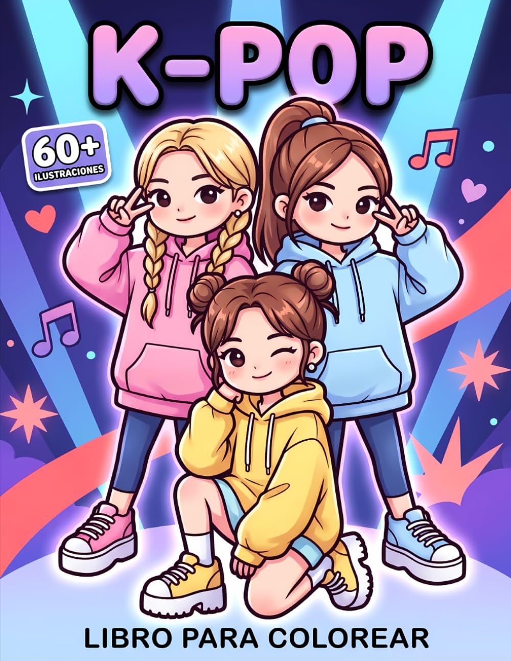Libro para Colorear KPop: Ilustraciones Dulces Y Fáciles Con Estilo Musical Coreano, Moda Escénica Y Momentos Creativos