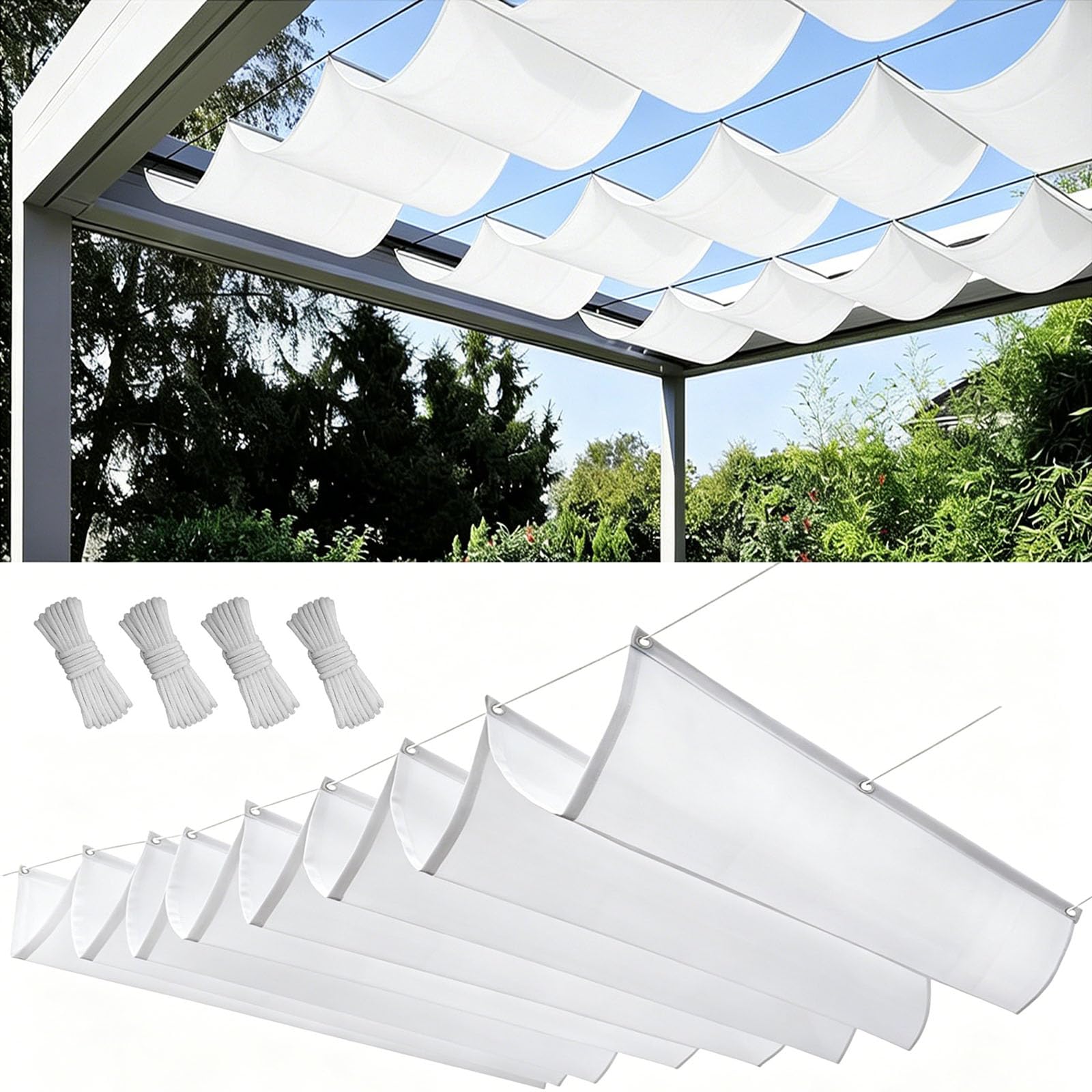 Store d'ombrage blanc 200x350 cm pour des déjeuners frais au balcon