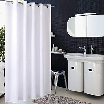 Hookless White Shower Curtain, Fabric Bath Curtain For Bathroom, Waterproof Curtain Liner 180 * 180 CM