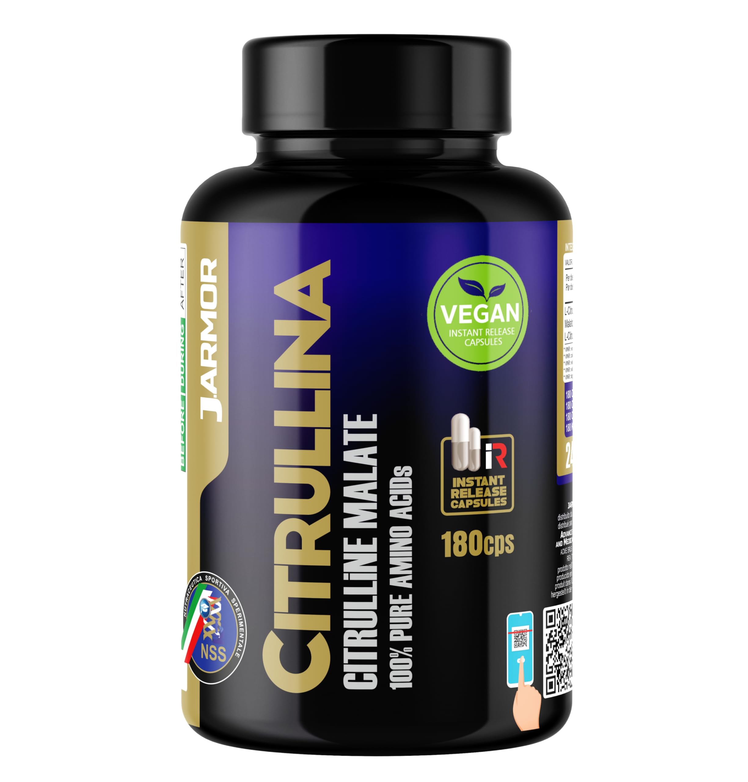 Citrulline Malate 3000 mg - 180 Capsules, L-Citrulline Pre Workout sans Caféine, Booster Musculation et Énergie