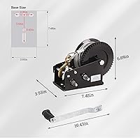 Vista 7 de Cabrestante de mano para remolque, cabrestante de 3500 libras, gancho resistente con cable de acero de 33 pies, cabrestante de trinquete operado