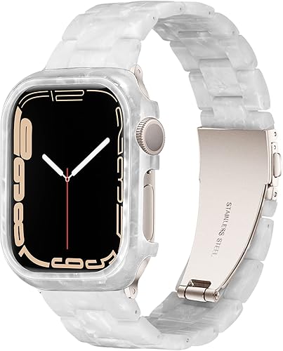 Vista 7 de Correas de resina para iWatch Series Ultra 8 7 Starlight compatibles con Apple Watch Series Ultra 8 7 Series 6 SE 5 4 3 2 1 1.496 in/1.575 in/1.614
