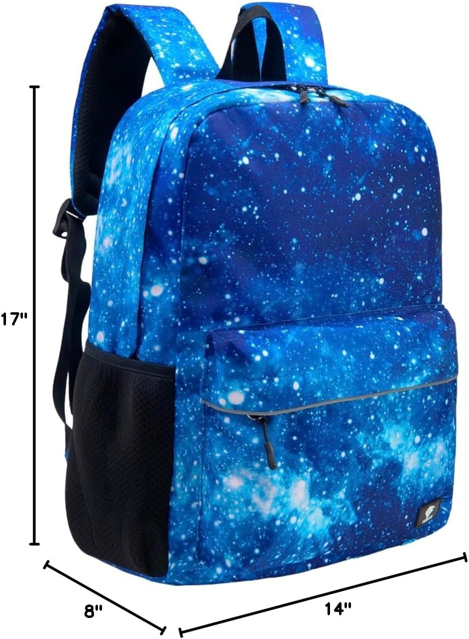 Fenrici Galaxy Backpack for Boys, Girls, Teens, Boys' Pack for School, Kids' Bookbags with Padded Laptop Compartment, Space Backpack, Blue Galaxy, 17 Inch