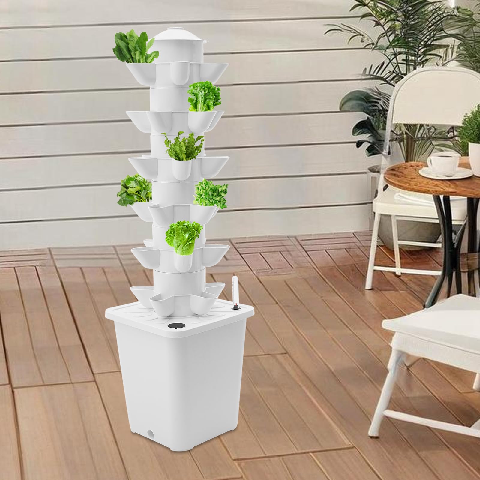 Hydroponic Tower Garden - Torre aeropónica de 30 agujeros, sistema de cultivo sin tierra para interiores, depósito de agua de 10 l, incluye bomba y accesorios, ideal para verduras y hierbas