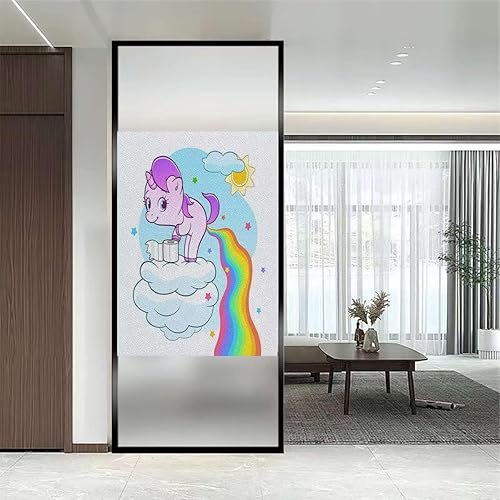 Miniatura 2 de Adhesivos no adhesivos para ventana, puertas de vidrio, caricaturas, película de vidrieras estáticas, para cubrir ventanas, anti rayos UV, arco iris
