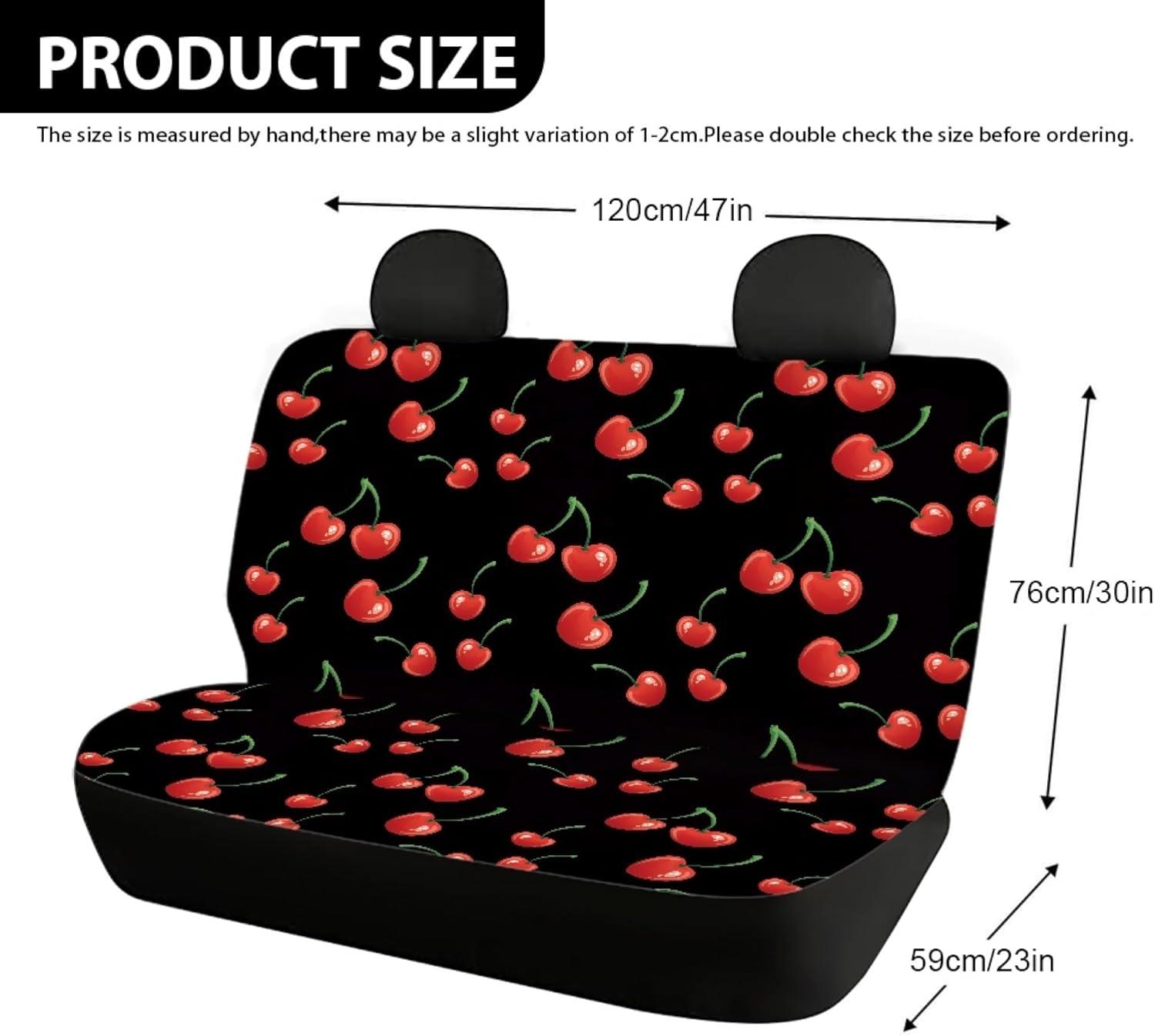 CLOHOMIN Red Cherries Print Car Seat Cover for Back Seats for Back Seat Only Full Set of 2 Pack, Universal Fit Cars, Trucks, SUV, Vans Sedans Accessories